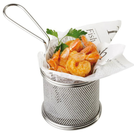 GGM Gastro (6 pcs) Serving Basket - SNACKHOLDER - Stainless Steel - Round - Ø90mm - with 1 Handle