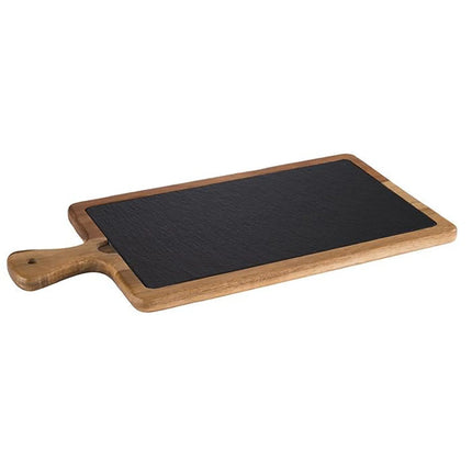 GGM Gastro (6 pcs) Serving Board - FUSIONA - 2-piece set - incl. slate plate - acacia wood - 410x200mm