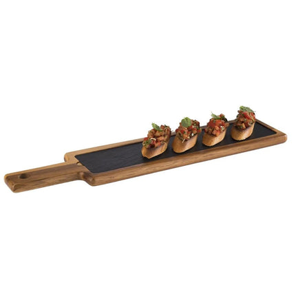 GGM Gastro (6 pcs) Serving Board - FUSIONA - 2-piece set - incl. slate plate - acacia wood - 550x120mm