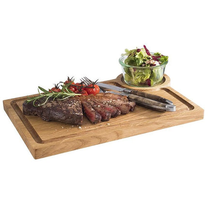 GGM Gastro (6 pcs) Serving Board - OAK - 6-piece set - incl. ramekin recess - oak wood - 370x250mm