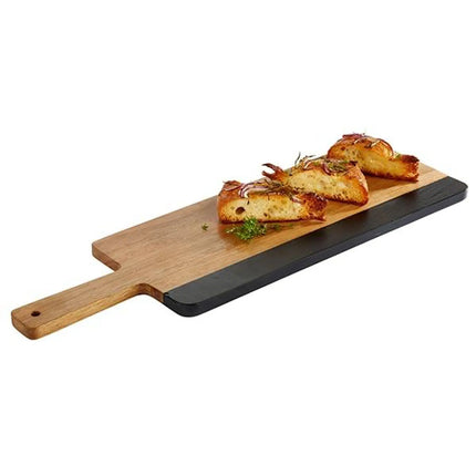GGM Gastro (6 pcs) Serving Board - ROCKWOOD - incl. writable natural slate strip - acacia wood - 560x180mm