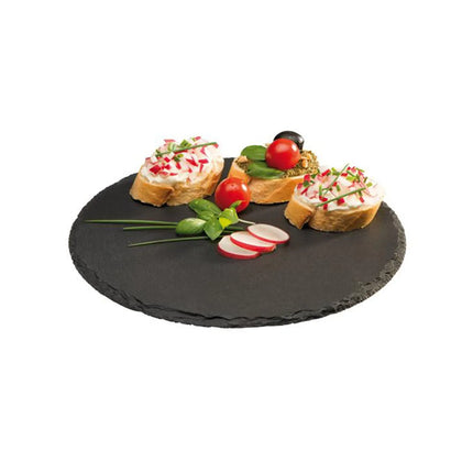 GGM Gastro (6 pcs) Slate Serving Board - Natural Slate - Ø220mm - Black