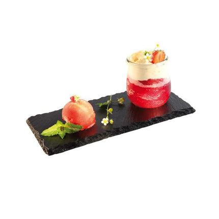 GGM Gastro (6 pcs) Slate Serving Board - Natural Slate - 250x120mm - with 1 recess Ø60mm - Black