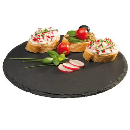 GGM Gastro (6 pcs) Slate Serving Board - Natural Slate - Ø280mm - Black