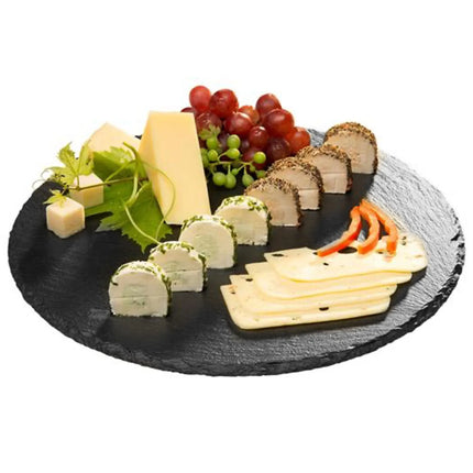 GGM Gastro (6 pcs) Slate Serving Board - Natural Slate - Ø320mm - Black
