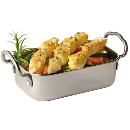 GGM Gastro (6 pcs) Small Serving Pan - SNACKHOLDER - stainless steel - 0.5 litres - 175x95mm - with side handles