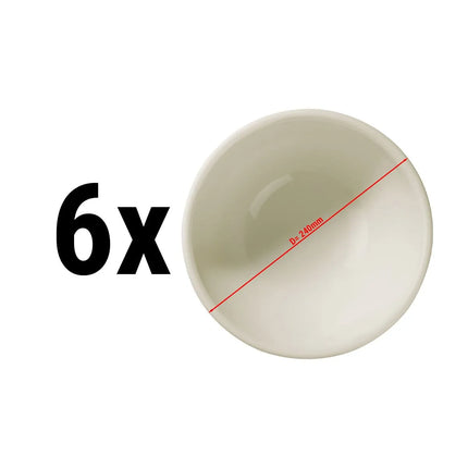 GGM Gastro (6 pcs) Soup Plate - Porcelain - round - Ø 240mm - Depth: 60mm - Cream