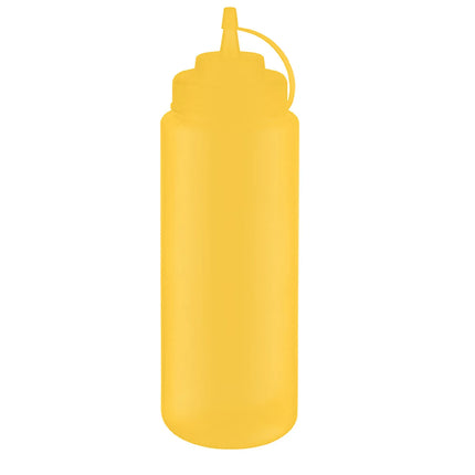 GGM Gastro (6 pcs) Squeeze Sauce Bottle - Polyethylene (LDPE) - 1020ml - Ø 80mm - with Screw Top Cap - Yellow