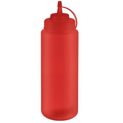 GGM Gastro (6 pcs) Squeeze Sauce Bottle - Polyethylene (LDPE) - 1020ml - Ø 80mm - with Screw Top Cap - Red