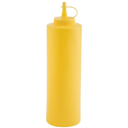 GGM Gastro (6 pcs) Squeeze Sauce Bottle - Polyethylene (LDPE) - 650ml - Ø 65mm - with Screw Top Cap - Yellow