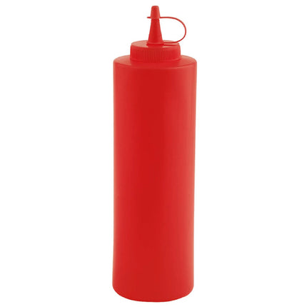 GGM Gastro (6 pcs) Squeeze Sauce Bottle - Polyethylene (LDPE) - 650ml - Ø 65mm - with Screw Top Cap - Red