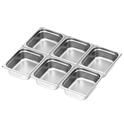 GGM Gastro (6 pcs) Stainless Steel Gastronorm Pan GN 1/2 - perforated - Depth: 100mm