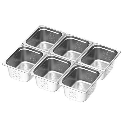 GGM Gastro (6 pcs) Stainless Steel Gastronorm Pan GN 1/2 - perforated - Depth: 150mm
