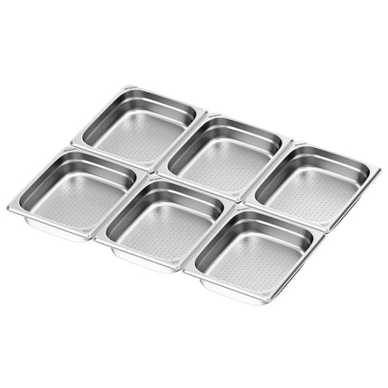 GGM Gastro (6 pcs) Stainless Steel Gastronorm Pan GN 1/2 - perforated - Depth: 65mm