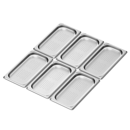 GGM Gastro (6 pcs) Stainless Steel Gastronorm Pan GN 1/3 - perforated - Depth: 20mm