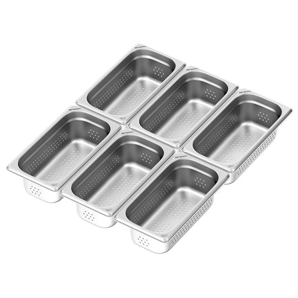 GGM Gastro (6 pcs) Stainless Steel Gastronorm Pan GN 1/3 - perforated - Depth: 100mm