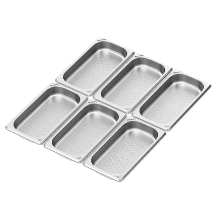 GGM Gastro (6 pcs) Stainless Steel Gastronorm Pan GN 1/3 - perforated - Depth: 40mm