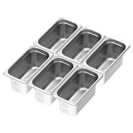 GGM Gastro (6 pcs) Stainless Steel Gastronorm Pan GN 1/3 - perforated - Depth: 150mm