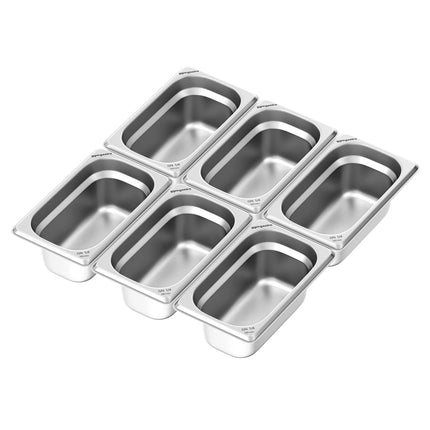 GGM Gastro (6 pcs) Stainless Steel Gastronorm Pan GN 1/4 - Depth: 100mm