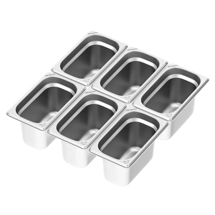GGM Gastro (6 pcs) Stainless Steel Gastronorm Pan GN 1/4 - Depth: 150mm