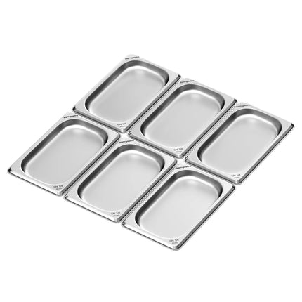 GGM Gastro (6 pcs) Stainless Steel Gastronorm Pan GN 1/4 - Depth: 20mm