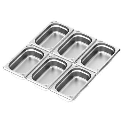 GGM Gastro (6 pcs) Stainless Steel Gastronorm Pan GN 1/4 - Depth: 65mm