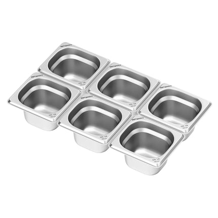 GGM Gastro (6 pcs) Stainless Steel Gastronorm Pan GN 1/6 - Depth: 100mm