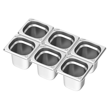 GGM Gastro (6 pcs) Stainless Steel Gastronorm Pan GN 1/6 - Depth: 150mm