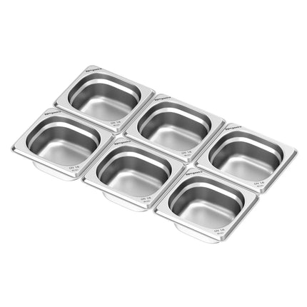 GGM Gastro (6 pcs) Stainless Steel Gastronorm Pan GN 1/6 - Depth: 65mm