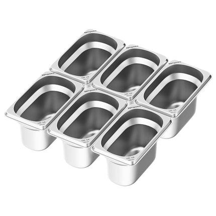 GGM Gastro (6 pcs) Stainless Steel Gastronorm Pan GN 1/9 - Depth: 100mm