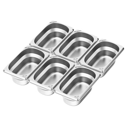 GGM Gastro (6 pcs) Stainless Steel Gastronorm Pan GN 1/9 - Depth: 65mm