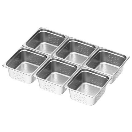 GGM Gastro (6 pcs) Stainless Steel Gastronorm Pan GN 2/3 - perforated - Depth: 150mm