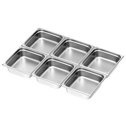 GGM Gastro (6 pcs) Stainless Steel Gastronorm Pan GN 2/3 - perforated - Depth: 100mm