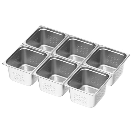 GGM Gastro (6 pcs) Stainless Steel Gastronorm Pan GN 2/3 - perforated - Depth: 200mm