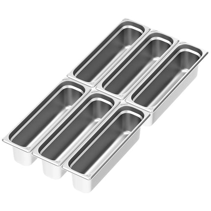 GGM Gastro (6 pcs) Stainless Steel Gastronorm Pan GN 2/4 - Depth: 150mm