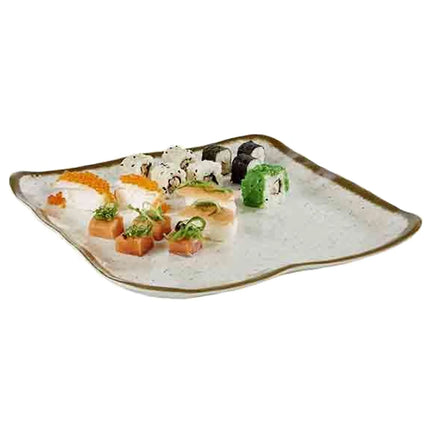 GGM Gastro (6 pcs) STONE ART | Plate - Melamine - 330x325mm - White/Brown