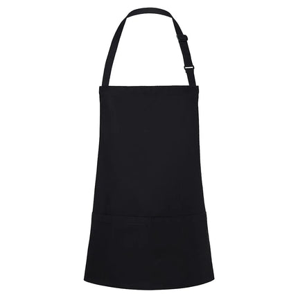 GGM Gastro (6 pieces) KARLOWSKY | Short Chef Bib Apron Basic – Black - 750x600 mm - Adjustable Neck Strap