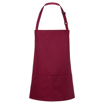 GGM Gastro (6 pieces) KARLOWSKY | Short Chef Bib Apron Basic – Bordeaux Red - 750x600 mm - Adjustable Neck Strap