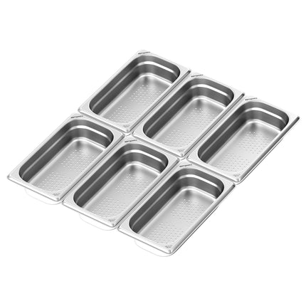 GGM Gastro (6 pieces) - Stainless steel GN container 1/3 - perforated - height 65 mm