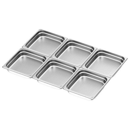 GGM Gastro (6 pieces) - Stainless steel GN container 2/3 - perforated - height 65 mm