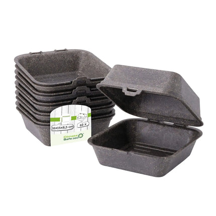 GGM Gastro (60 pcs) Reusable Burger Box - 157x148x84mm - Grey