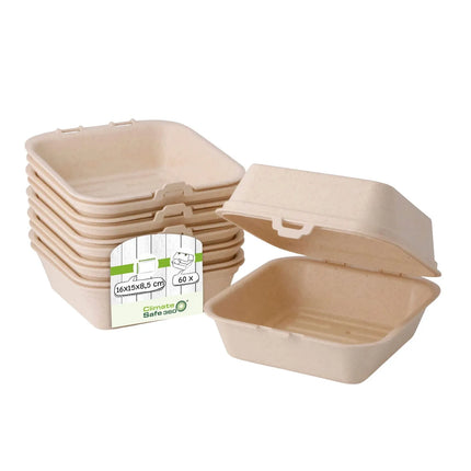 GGM Gastro (60 pcs) Reusable Burger Box - 160x150x85mm - Cream White