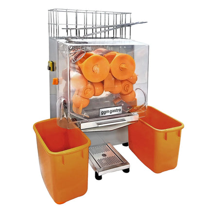 GGM Gastro Automatic Orange Juicer - 120W - 47kg - with 20 oranges/min, orange size 40-80mm, automatic feed, self-service - Stainless Steel
