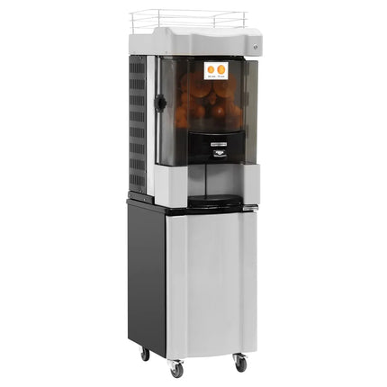GGM Gastro Automatic Orange Juicer - 370W - 100kg - with 25 oranges/min, 60–75mm oranges, automatic feed, peel collection, self-service - Grey - incl. base frame