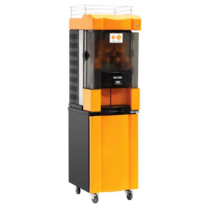 GGM Gastro Automatic Orange Juicer - 370W - 100kg - with 25 oranges/min, orange size 60-75mm, automatic feed, peel collection, self-service - Orange - incl. base frame