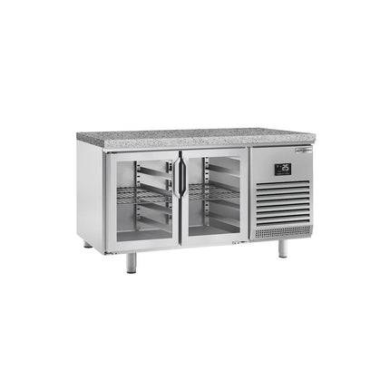 GGM Gastro Bakery Counter Fridge PREMIUM PLUS - 1618x800mm - glass doors - granite worktop - capacity 420 litres