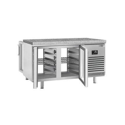 GGM Gastro Bakery Counter Fridge PREMIUM PLUS - 1618x800mm - glass doors - granite worktop - capacity 400 litres