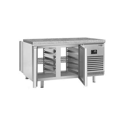 GGM Gastro Bakery Counter Fridge PREMIUM PLUS - 1618x800mm - with 4 doors - granite worktop - capacity 400 litres