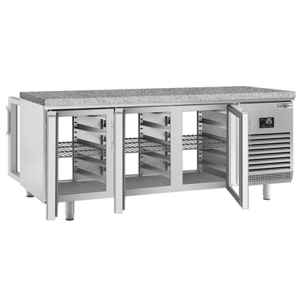 GGM Gastro Bakery Counter Fridge PREMIUM PLUS - 2185x800mm - glass doors - granite worktop - double glazing - capacity 610 litres