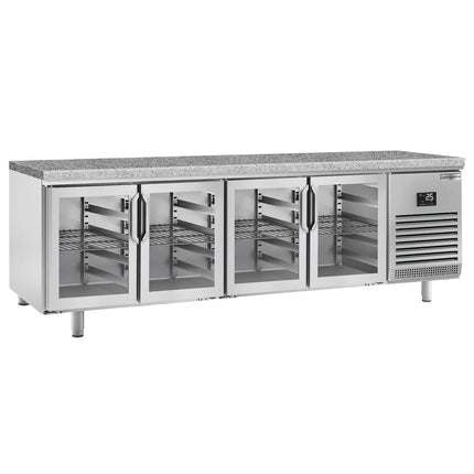 GGM Gastro Bakery Counter Fridge PREMIUM PLUS - 2752x800mm - glass doors - granite worktop - capacity 850 litres